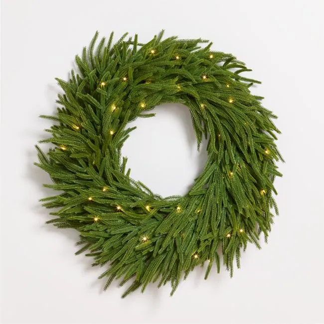 Faux Pre-Lit Norfolk Pine Holiday Wreath 28"