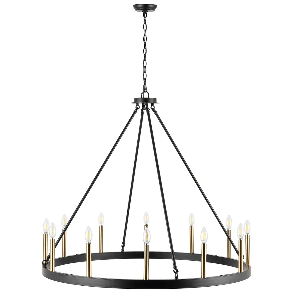 Taelor 12 Light 42" Chandelier - Black / Gold
