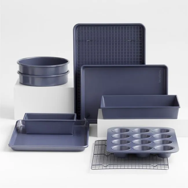 Crate & Barrel Slate Blue 10-Piece Silicone Nonstick Bakeware Set