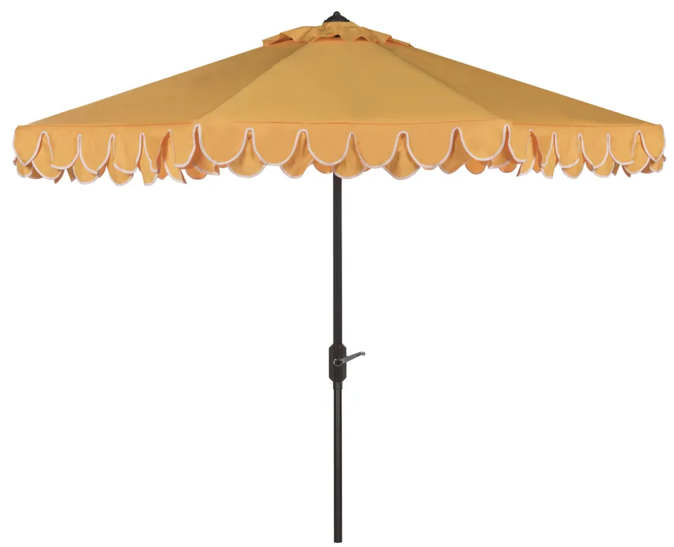 Ultraviolet Resistant Elegant Valance 9 Foot Automatic Tilt Umbrella - Yellow/White