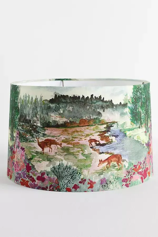 Printed Fabric Drum Lampshade