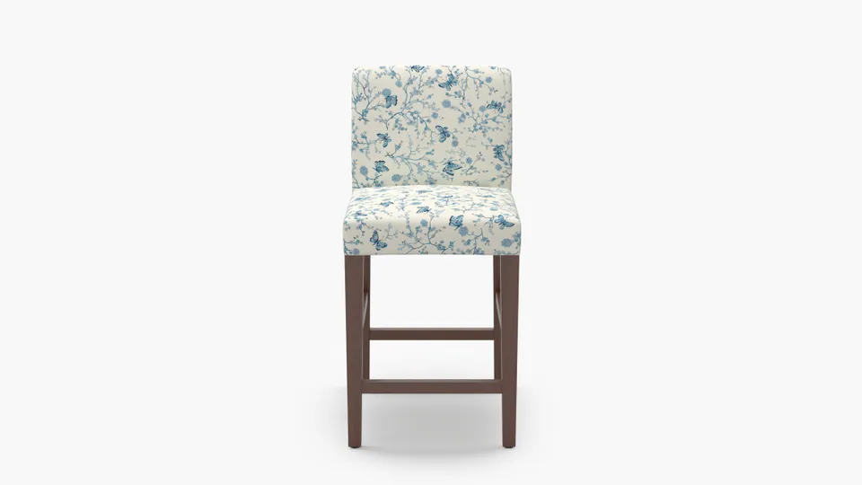 Signature Dining Counter Stool, Delft Mariposa, Walnut Square Tapered Leg