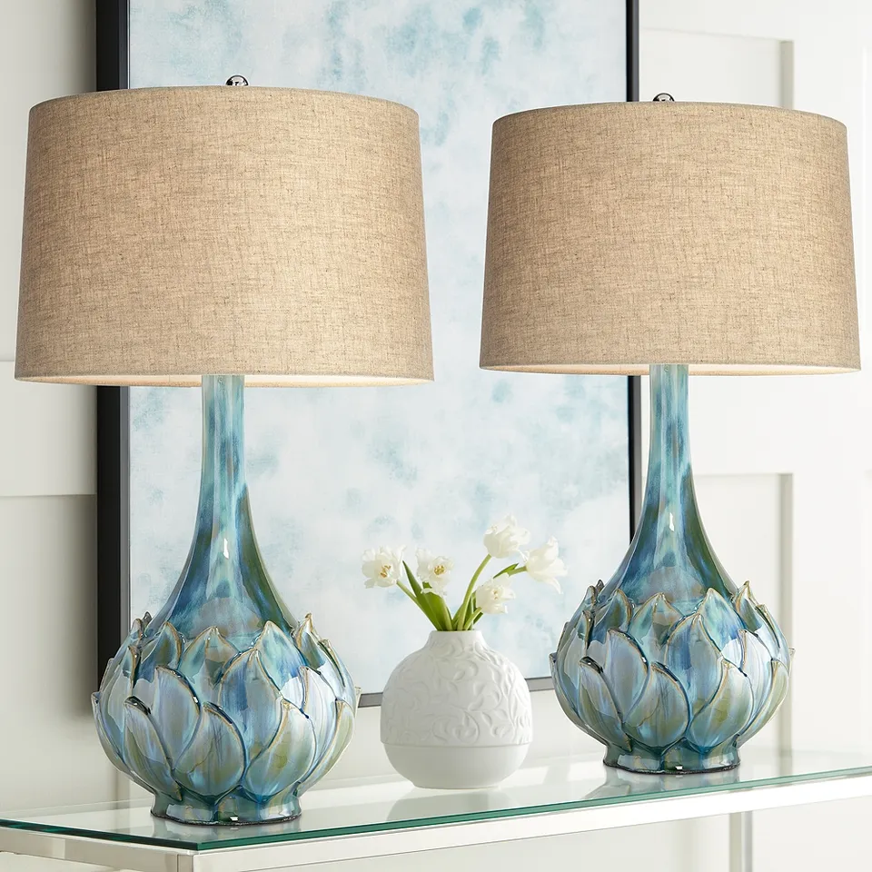 Possini Euro Kenya 29 1/2" Blue Green Ceramic Table Lamps Set of 2