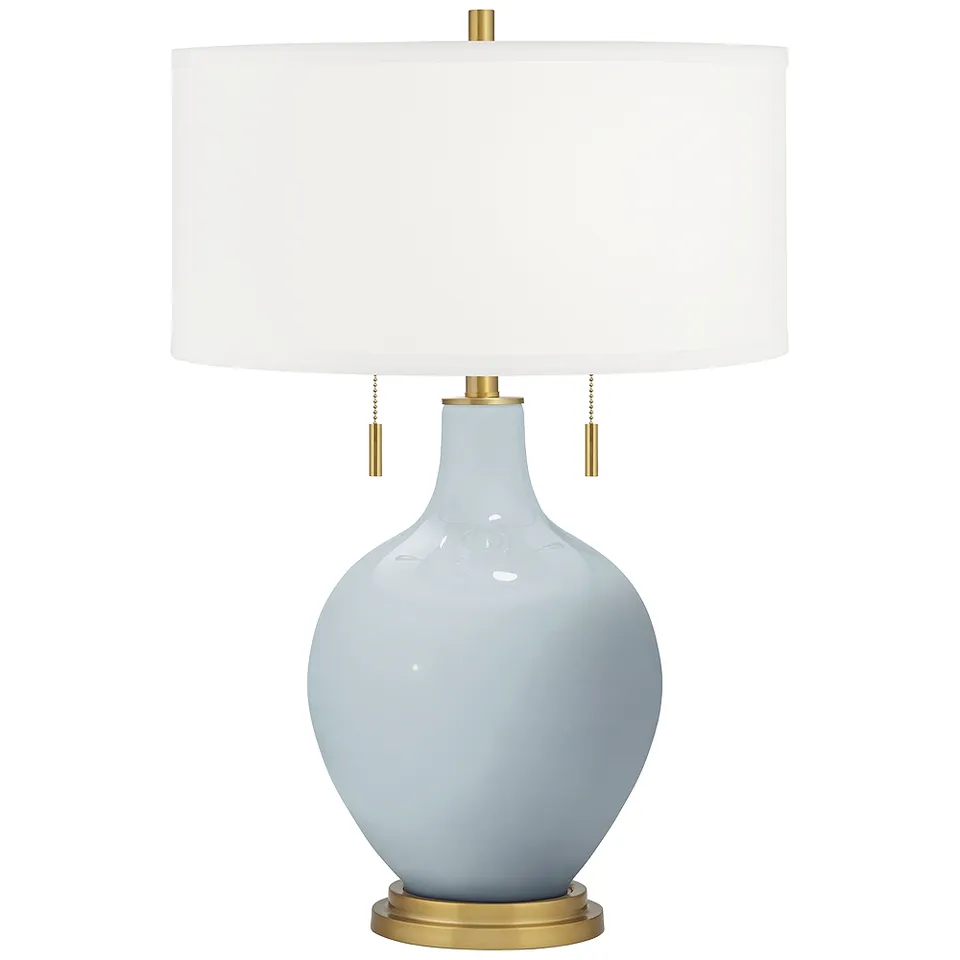 Color Plus Toby Brass 28" Take Five Blue Glass Table Lamp