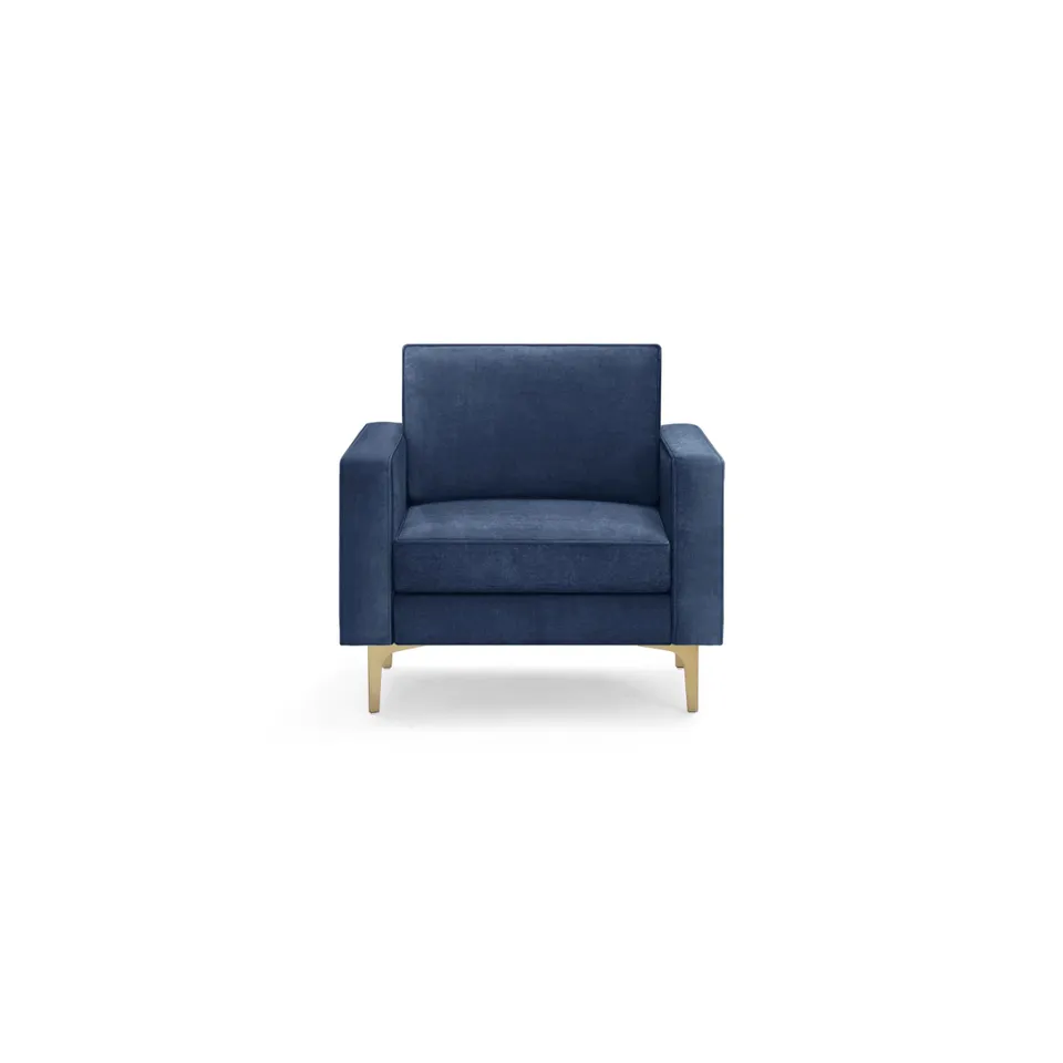 Nomad Velvet Armchair - Midnight - Performance Velvet / Brass - Metal