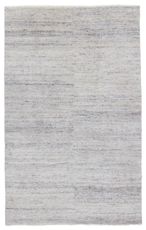 Origin Hand-Knotted Solid White/ Gray Runner Rug (3'X12')