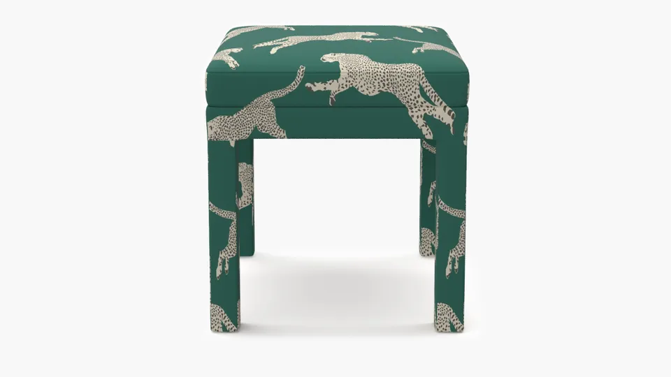 Parsons Ottoman, Polo Green Cheetah