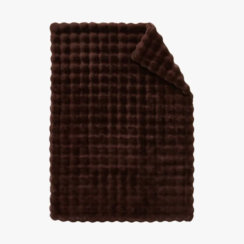 Farleigh Double-Sided Dark Brown Faux Fur Throw Blanket 50"X70"