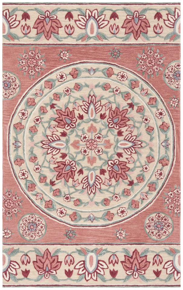 Arlo Home Hand Tufted Area Rug, BLG601Q, Red/Beige,  5' X 8'