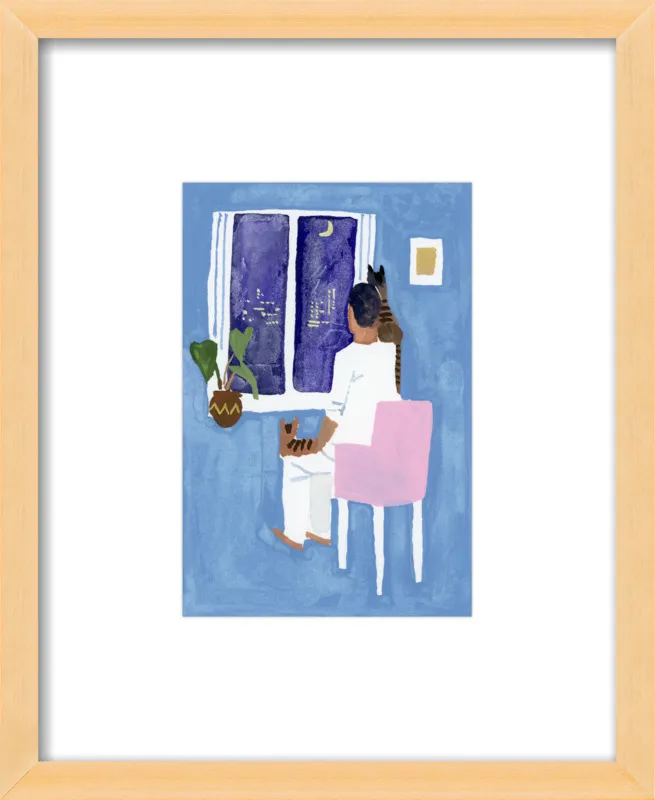 Look at the cat and the moon by Hiroyuki Izutsu for Artfully Walls