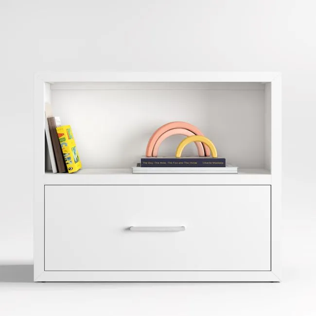 Ever Simple 36" Modular White Wood Kids Bookcase with Drawer