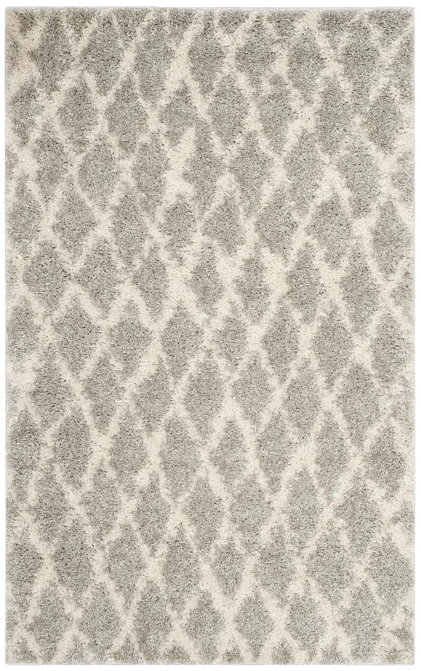 Arlo Home Woven Area Rug, BER163B, Light Grey/Cream,  3' X 5'