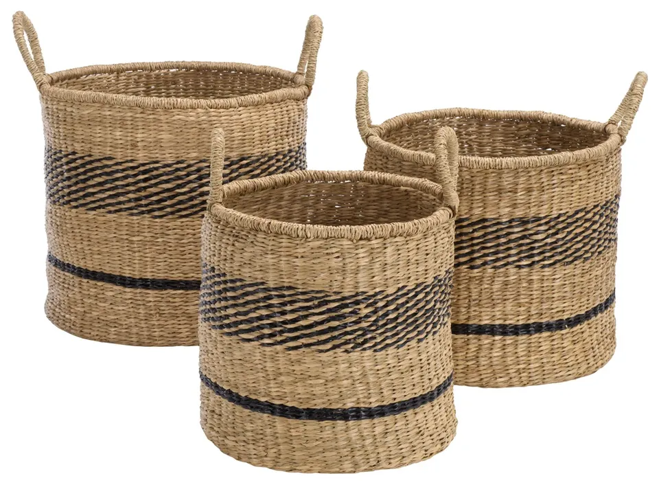 Beris Basket, Set of 3 - Natural / Black