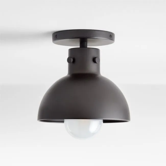Dakota Black Flush Mount Light with Small Black Dome 7.5"