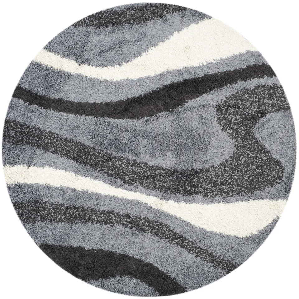 Arlo Home Woven Area Rug, SG916-8012, Grey/Ivory,  5' X 5' Round