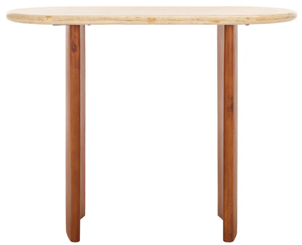 Trinsly Travertine Console Table - Natural/Travertine