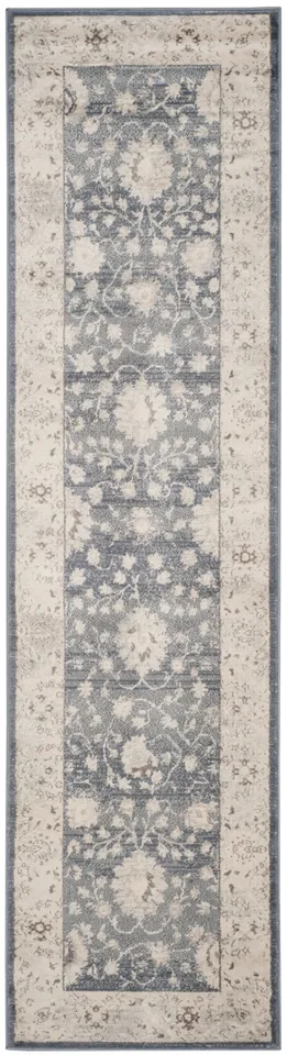 Arlo Home Woven Area Rug, VTG440G, Dark Blue/Cream,  2' 2" X 8'