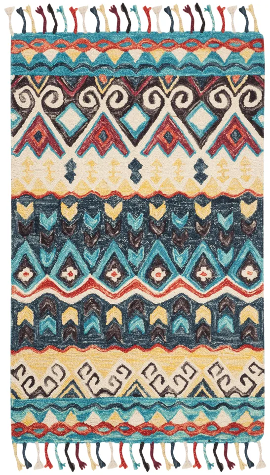 Arlo Home Hand Tufted Area Rug, APN137A, Blue/Red,  3' X 5'