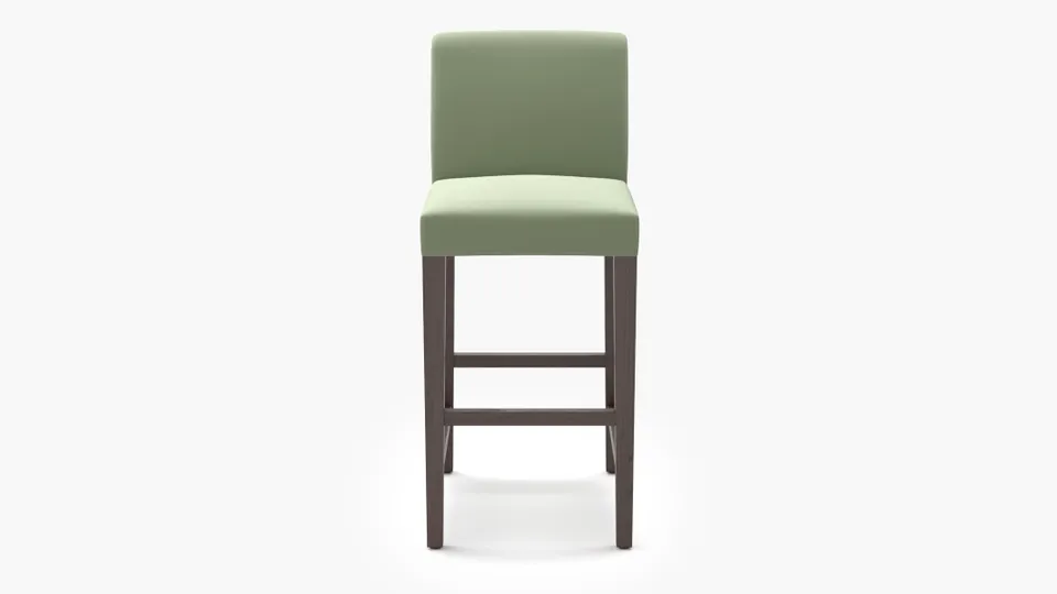 Signature Dining Bar Stool, Celadon Performance Plush Velvet, Espresso Square Tapered Leg