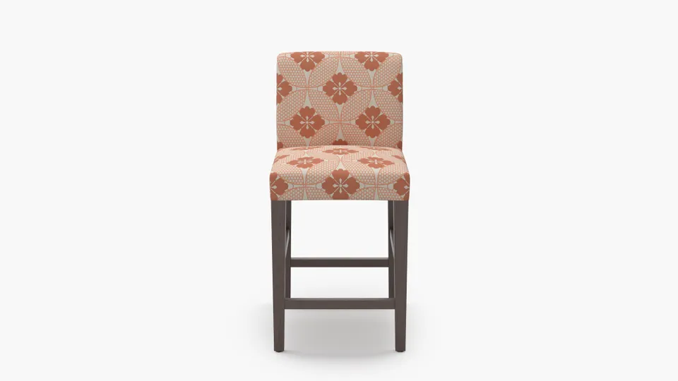 Signature Dining Counter Stool, Coral Solaire, Espresso Square Tapered Leg