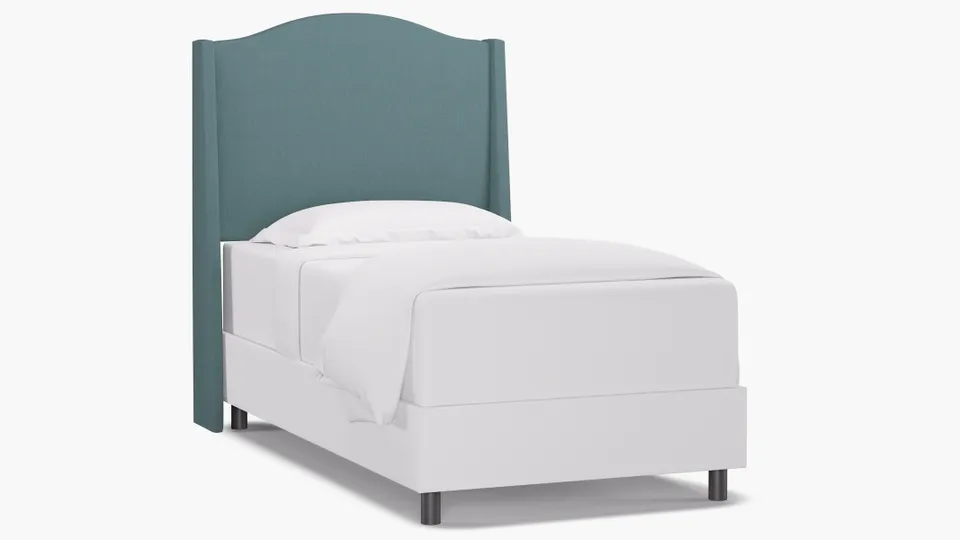 Classic Wingback Headboard, Seaglass Everyday Linen, Twin