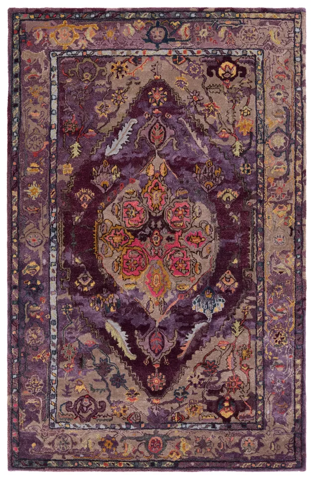 Raisa CIT10 Handmade Medallion Purple and Gray Area Rug (12'x15')