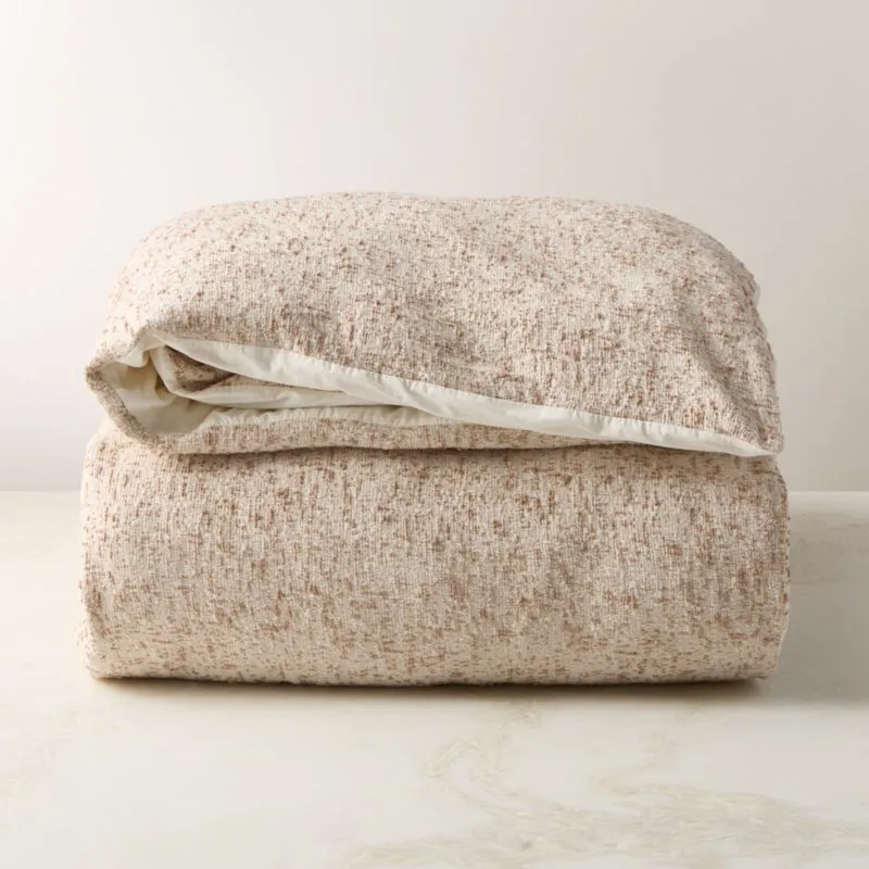 Lara Organic Cotton Light Brown Boucle Full/Queen Duvet Cover