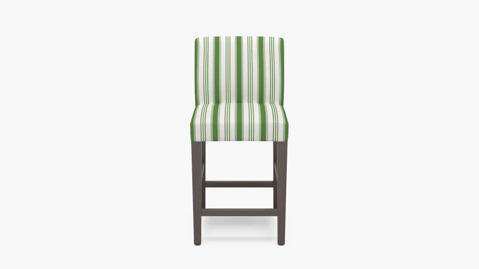 Signature Dining Counter Stool, Jade Regency Stripe, Espresso Square Tapered Leg