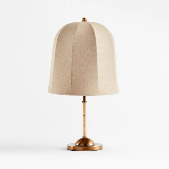 Allegra Rattan and Linen Dome Table Lamp by Jake Arnold 20.7"
