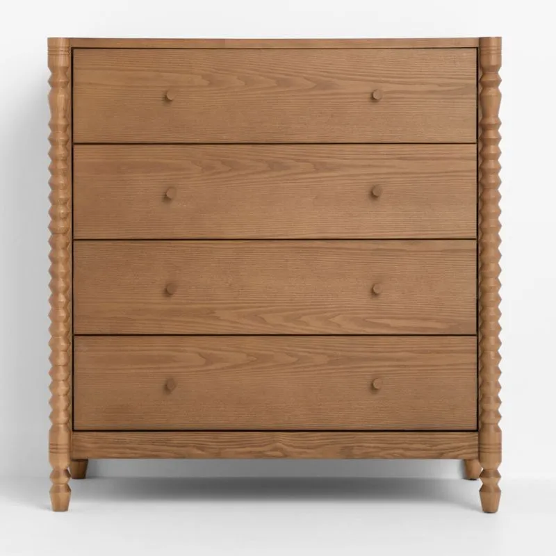 Jack 39" Hazelnut Ash Wood Tall 4-Drawer Kids Dresser