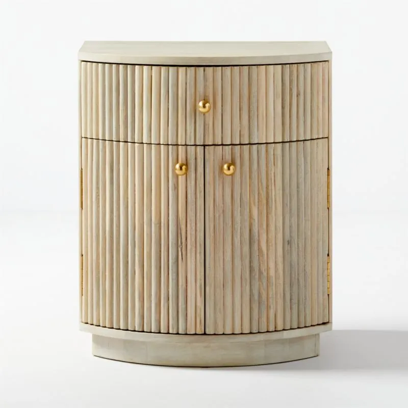 Cameo 20" Fluted Whitewashed Wood Nightstand with Drawer