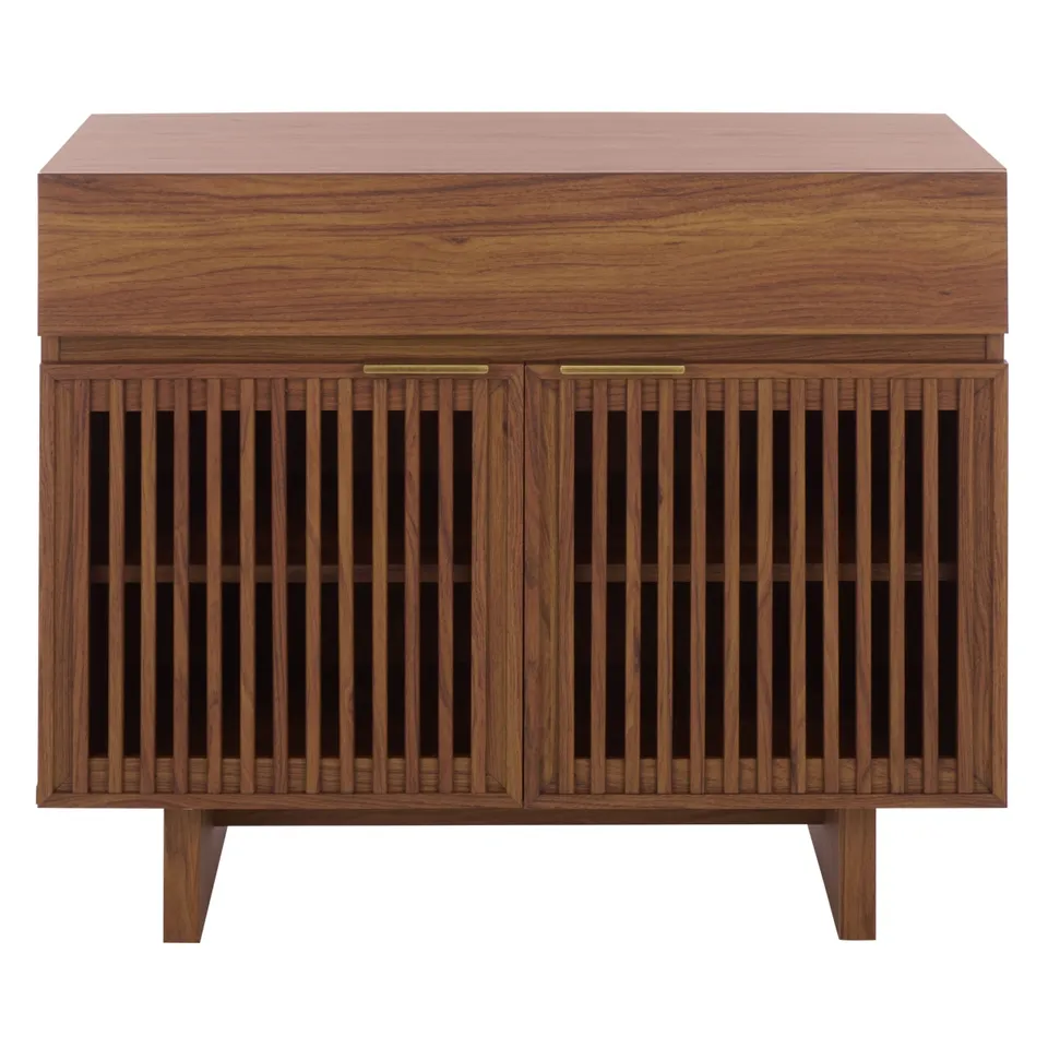 Quaid 1 Drawer 2 Door Nightstand - Walnut / Brass