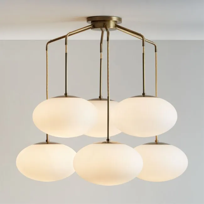 Moon Brass and Glass 6-Light Chandelier 43.7"