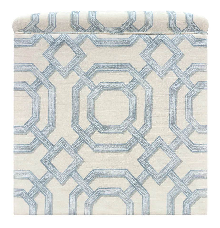 THE SKIRTED OTTOMAN :: LATTICE PRINT - Skirted Ottoman / Tangerine