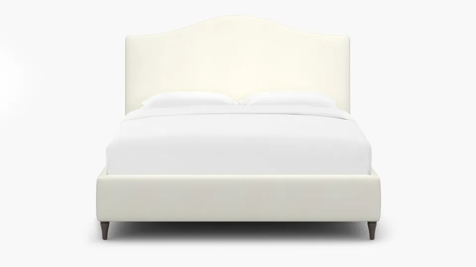 Camelback Bed, Sheepskin, Espresso Decorative Tapered Leg, Twin