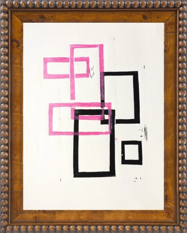 Pink and Black Geometric Squares x2 by Stacy Rajab for Artfully Walls