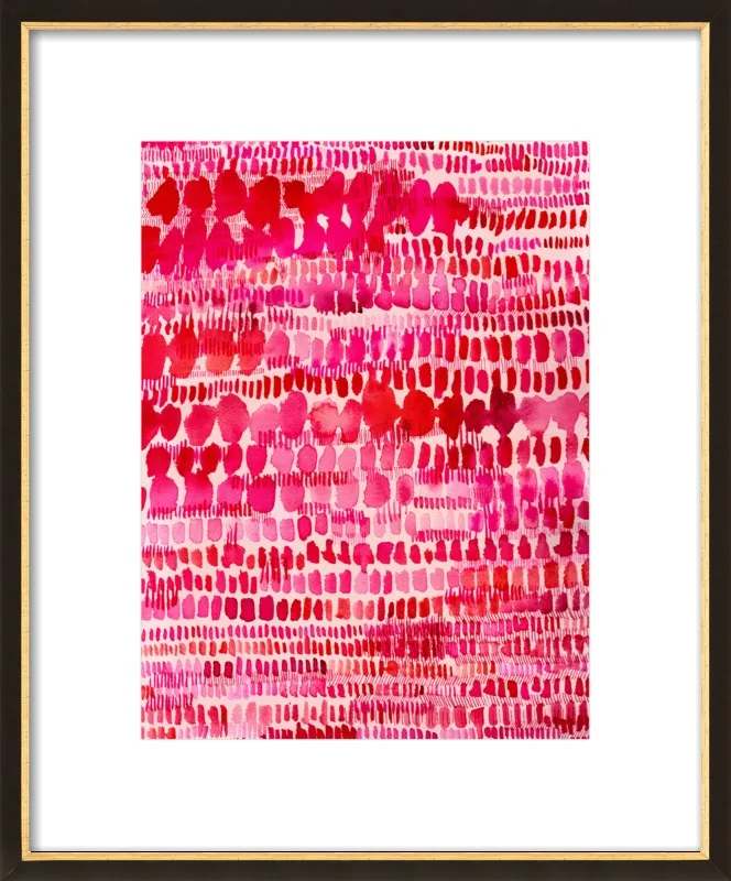 Pink and Red Watercolor Patterns Wall Art  by Paula Mills for Artfully Walls