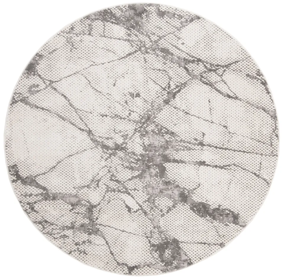 Arlo Home Woven Area Rug, LUR187A, Ivory/Grey,  6' 7" X 6' 7" Round