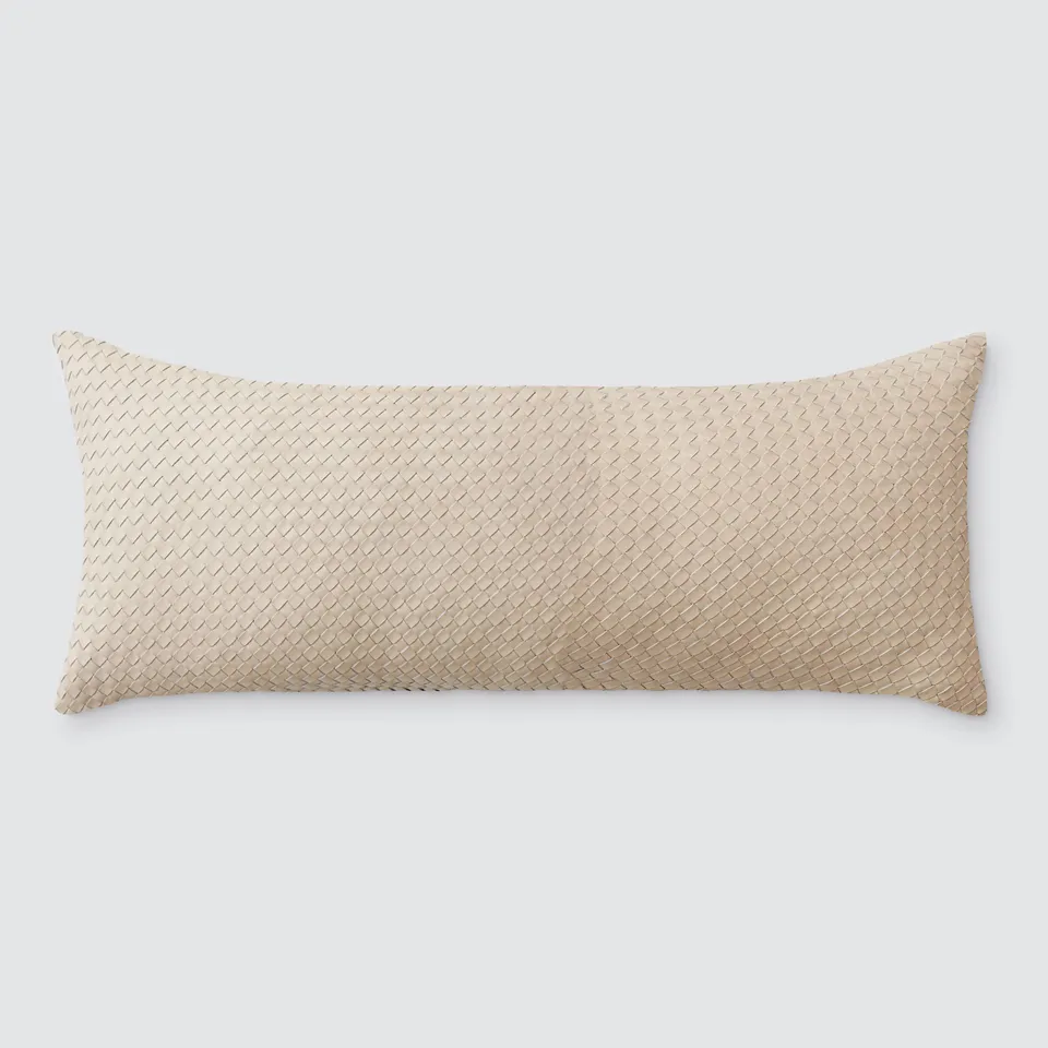 The Citizenry Dhara Leather Lumbar Pillow | 12" x 30" | Ivory