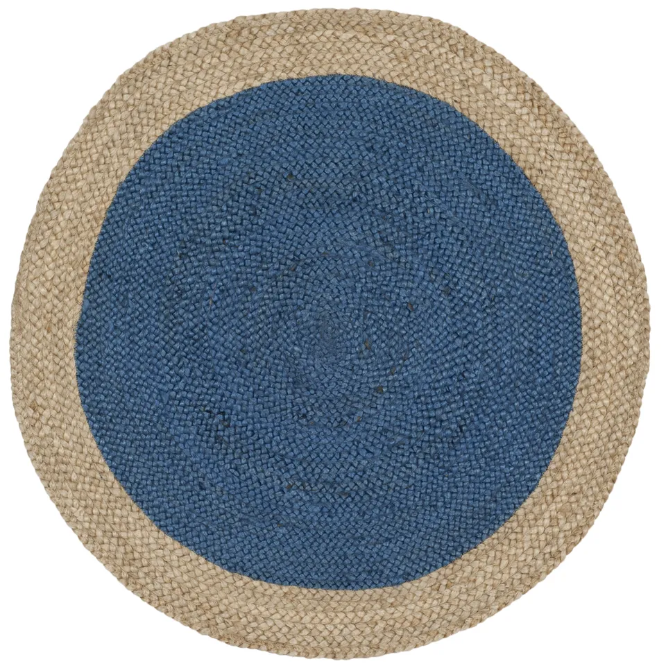 Arlo Home Hand Woven Area Rug, NF801D, Royal Blue/Natural,  3' X 3' Round