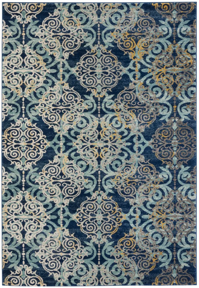 Arlo Home Woven Area Rug, EVK230A, Royal/Light Blue,  5' 1" X 7' 6"