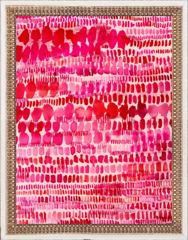 Pink and Red Watercolor Patterns Wall Art  by Paula Mills for Artfully Walls