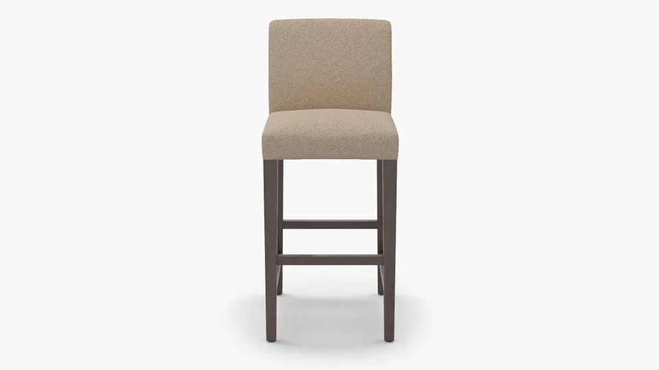 Signature Dining Bar Stool, Buff Boucle, Espresso Square Tapered Leg