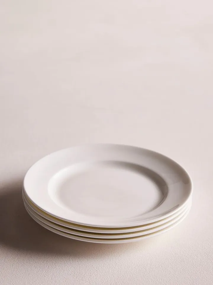 House Bread Plate, Bone China, White, Set of four