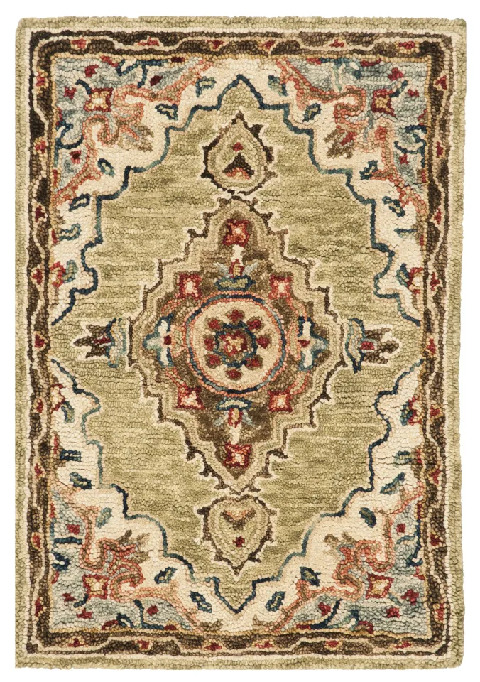 Arlo Home Hand Tufted Area Rug, APN506A, Sage/Brown,  2' X 3'