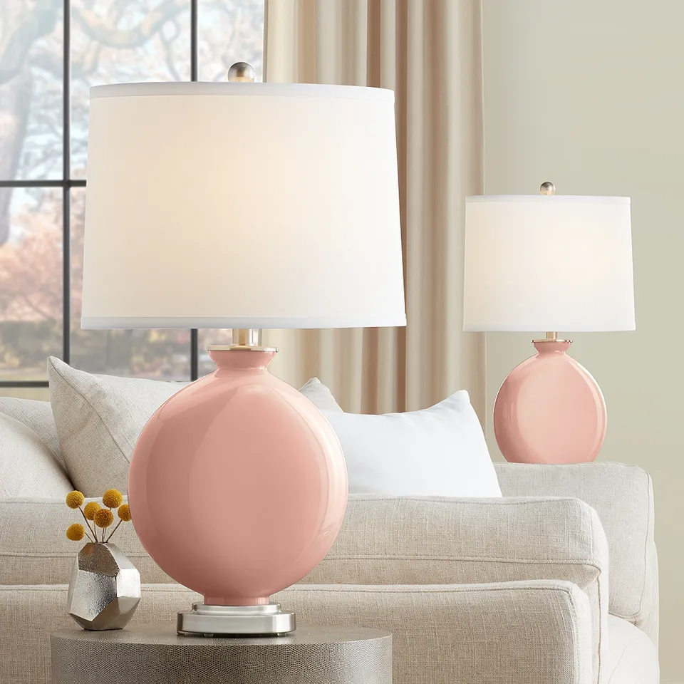 Color Plus Carrie 26 1/2" Coral Pink Table Lamps Set of 2