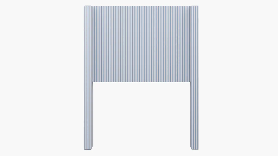 Modern Wingback Headboard, Cornflower Classic Ticking Stripe, Twin