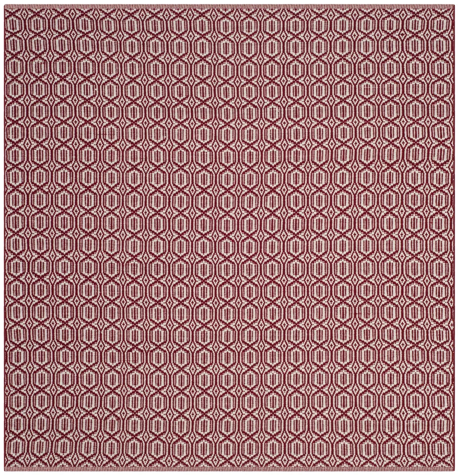 Arlo Home Hand Woven Area Rug, MTK333C, Ivory/Red,  6' X 6' Square
