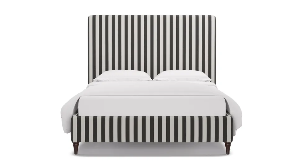Classic Bed, Ink Cabana Stripe, Espresso Decorative Tapered Leg, Queen