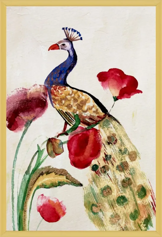 blue gold peacock by Ruti Shaashua for Artfully Walls